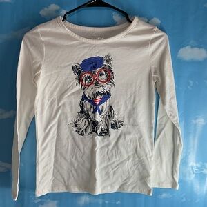 White Long Sleeve Shirt with Dog Print